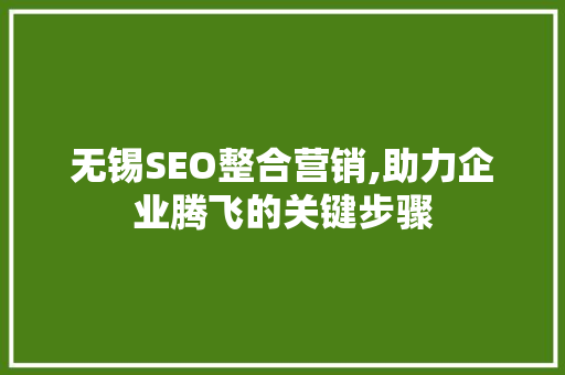 无锡SEO整合营销,助力企业腾飞的关键步骤