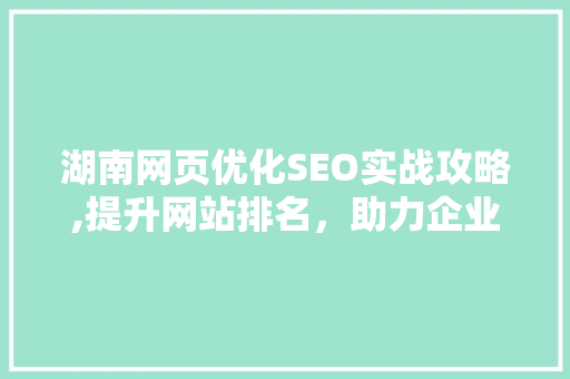 湖南网页优化SEO实战攻略,提升网站排名，助力企业腾飞