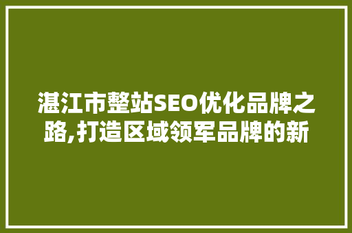 湛江市整站SEO优化品牌之路,打造区域领军品牌的新引擎  第1张