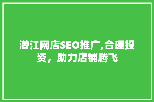 潜江网店SEO推广,合理投资，助力店铺腾飞