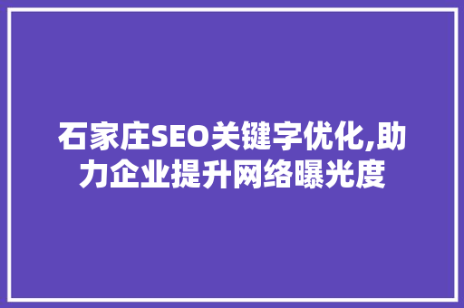 石家庄SEO关键字优化,助力企业提升网络曝光度