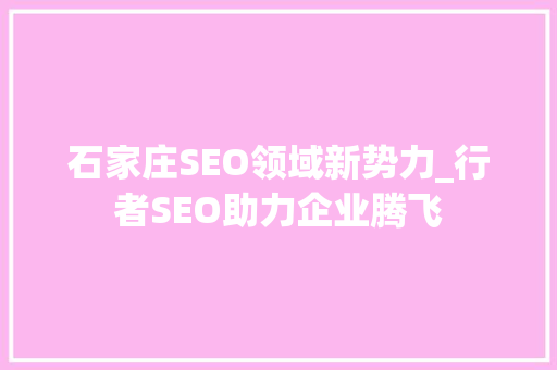 石家庄SEO领域新势力_行者SEO助力企业腾飞
