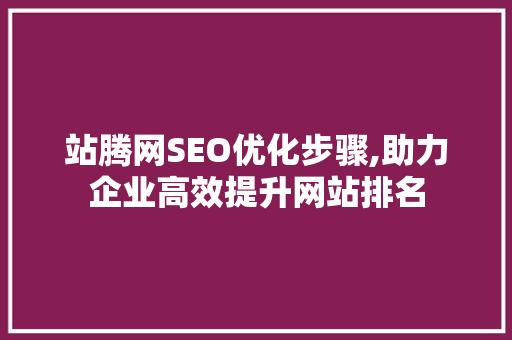 站腾网SEO优化步骤,助力企业高效提升网站排名