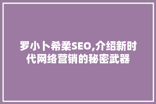 罗小卜希柔SEO,介绍新时代网络营销的秘密武器  第1张