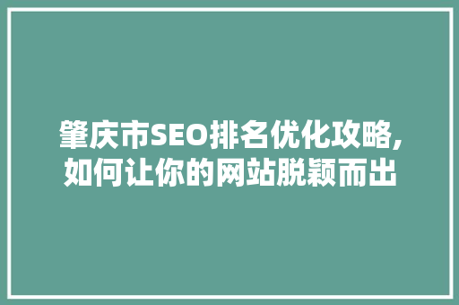 肇庆市SEO排名优化攻略,如何让你的网站脱颖而出  第1张