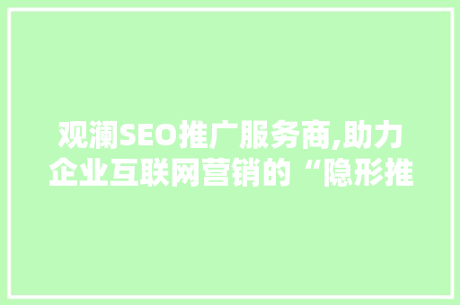 观澜SEO推广服务商,助力企业互联网营销的“隐形推手”  第1张