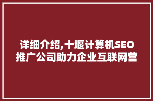 详细介绍,十堰计算机SEO推广公司助力企业互联网营销新篇章