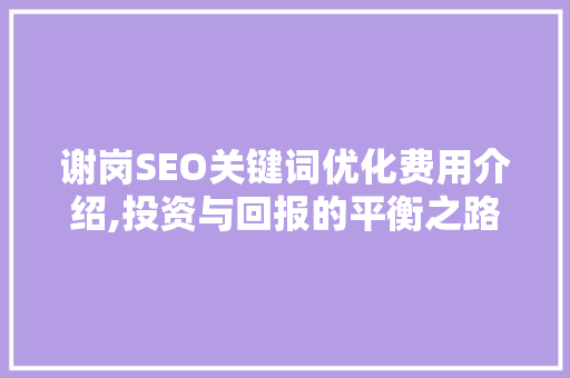 谢岗SEO关键词优化费用介绍,投资与回报的平衡之路