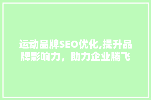 运动品牌SEO优化,提升品牌影响力，助力企业腾飞