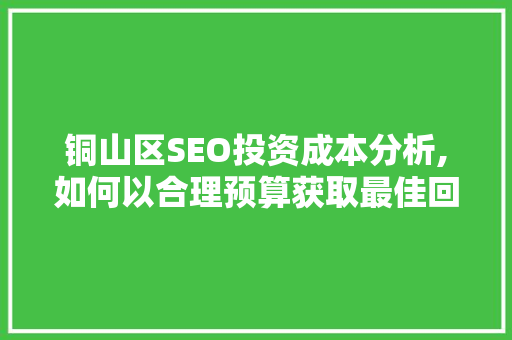 铜山区SEO投资成本分析,如何以合理预算获取最佳回报  第1张