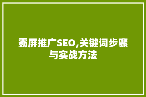 霸屏推广SEO,关键词步骤与实战方法