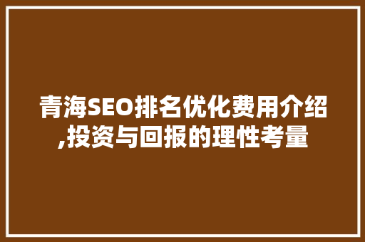 青海SEO排名优化费用介绍,投资与回报的理性考量