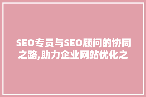 SEO专员与SEO顾问的协同之路,助力企业网站优化之路
