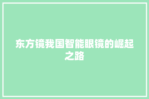东方镜我国智能眼镜的崛起之路