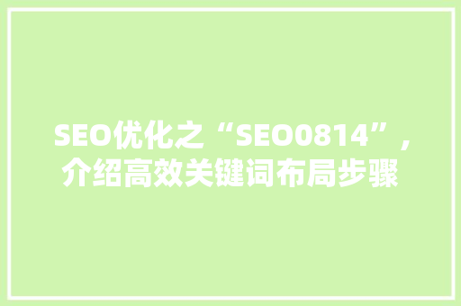 SEO优化之“SEO0814”,介绍高效关键词布局步骤