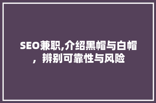 SEO兼职,介绍黑帽与白帽，辨别可靠性与风险