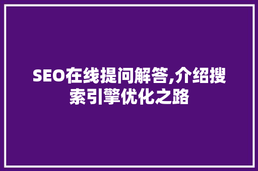 SEO在线提问解答,介绍搜索引擎优化之路
