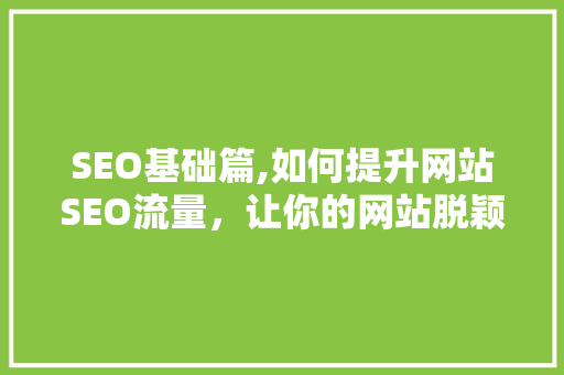 SEO基础篇,如何提升网站SEO流量，让你的网站脱颖而出