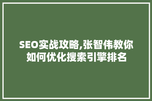 SEO实战攻略,张智伟教你如何优化搜索引擎排名