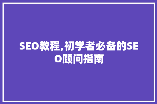SEO教程,初学者必备的SEO顾问指南