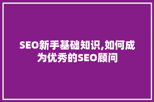 SEO新手基础知识,如何成为优秀的SEO顾问