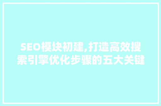 SEO模块初建,打造高效搜索引擎优化步骤的五大关键步骤