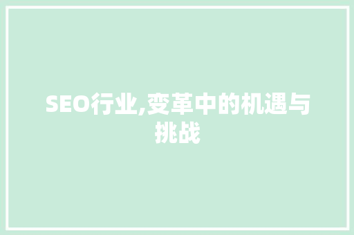 SEO行业,变革中的机遇与挑战