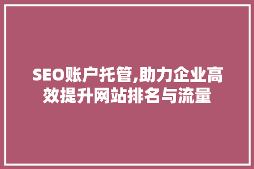 SEO账户托管,助力企业高效提升网站排名与流量