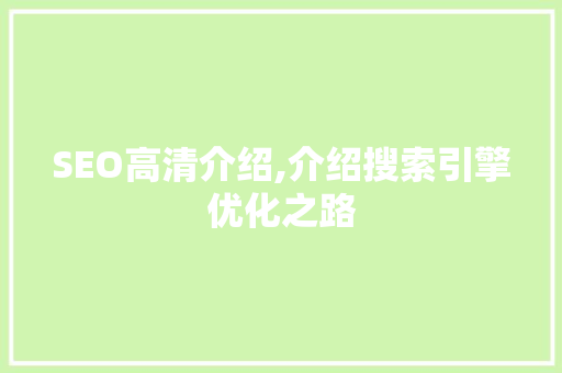 SEO高清介绍,介绍搜索引擎优化之路