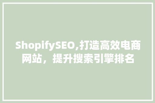 ShopifySEO,打造高效电商网站，提升搜索引擎排名  第1张
