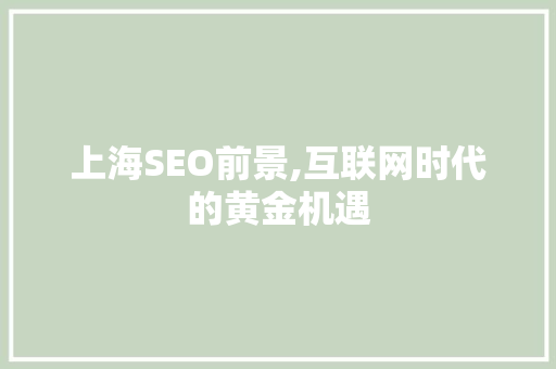 上海SEO前景,互联网时代的黄金机遇  第1张