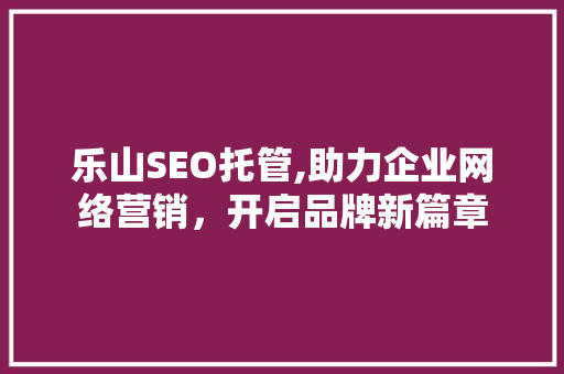 乐山SEO托管,助力企业网络营销，开启品牌新篇章