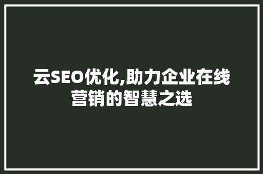 云SEO优化,助力企业在线营销的智慧之选