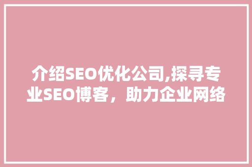 介绍SEO优化公司,探寻专业SEO博客，助力企业网络营销腾飞