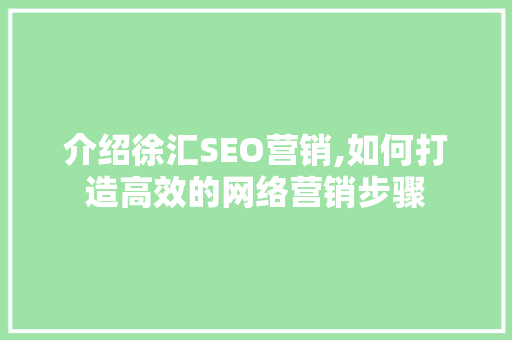 介绍徐汇SEO营销,如何打造高效的网络营销步骤  第1张