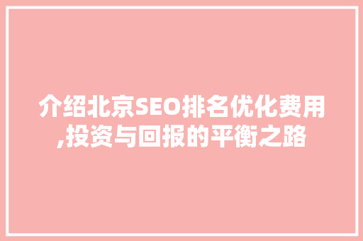 介绍北京SEO排名优化费用,投资与回报的平衡之路