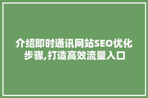 介绍即时通讯网站SEO优化步骤,打造高效流量入口