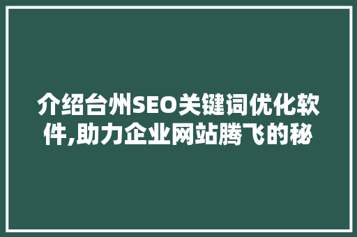 介绍台州SEO关键词优化软件,助力企业网站腾飞的秘密武器