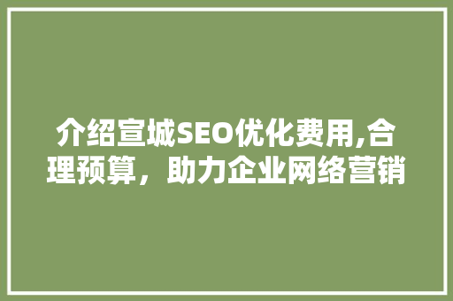 介绍宣城SEO优化费用,合理预算，助力企业网络营销腾飞