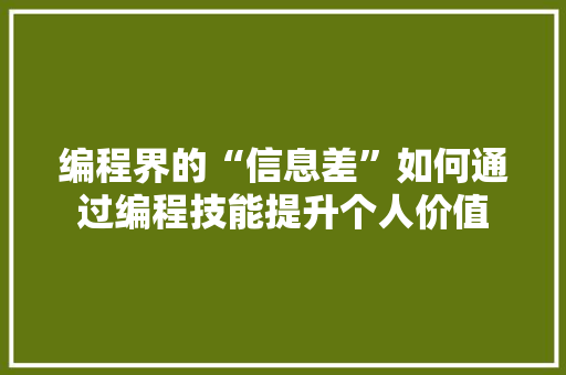 编程界的“信息差”如何通过编程技能提升个人价值