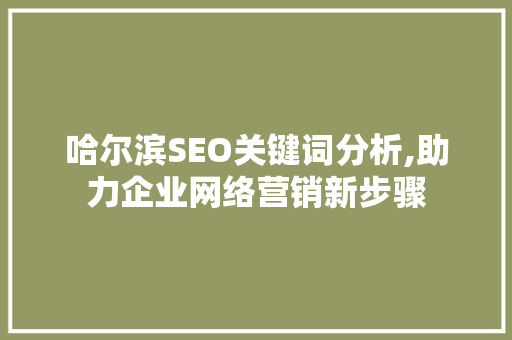 哈尔滨SEO关键词分析,助力企业网络营销新步骤