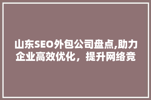 山东SEO外包公司盘点,助力企业高效优化，提升网络竞争力
