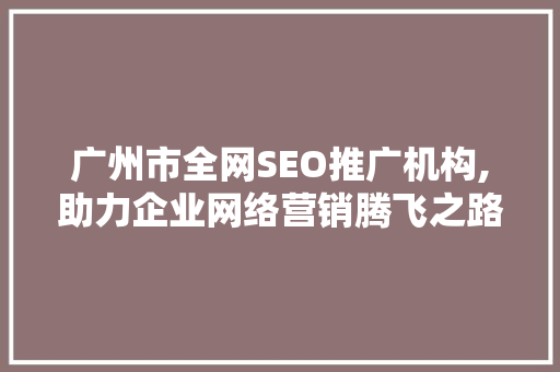 广州市全网SEO推广机构,助力企业网络营销腾飞之路