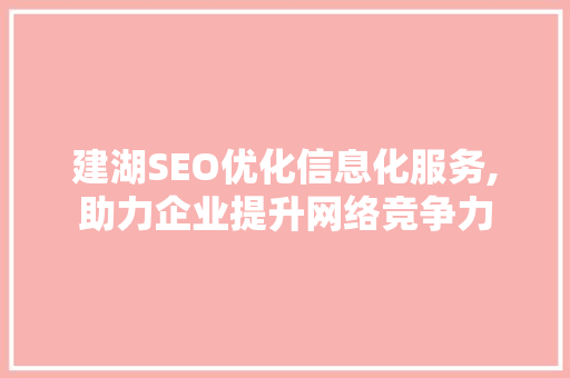 建湖SEO优化信息化服务,助力企业提升网络竞争力  第1张