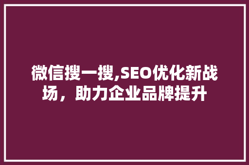 微信搜一搜,SEO优化新战场，助力企业品牌提升