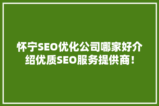 怀宁SEO优化公司哪家好介绍优质SEO服务提供商！  第1张