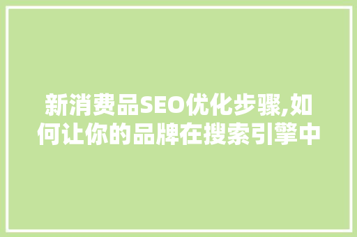 新消费品SEO优化步骤,如何让你的品牌在搜索引擎中脱颖而出