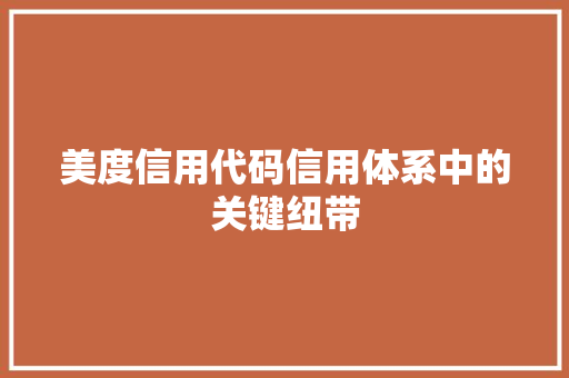 美度信用代码信用体系中的关键纽带