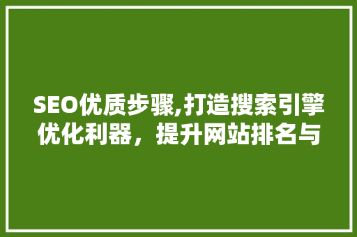 SEO优质步骤,打造搜索引擎优化利器，提升网站排名与用户体验