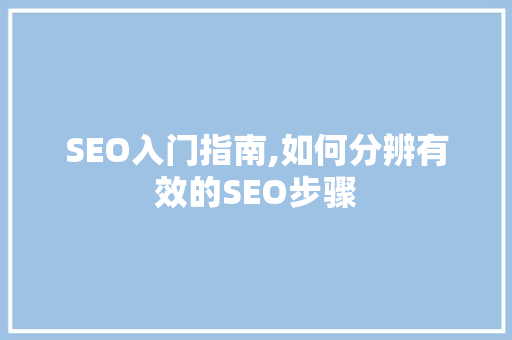 SEO入门指南,如何分辨有效的SEO步骤
